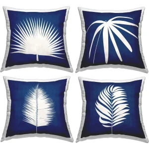 Bold Blue White Modern Botanical Leaf