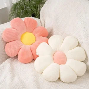 2 PCS pink and white daisy shaped throw