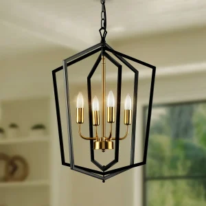 4 Light Luxury Chandeliers Farmhouse Industrial Pendant Lighting Classic Lantern Hanging Light for Kitchen Island Dining Room