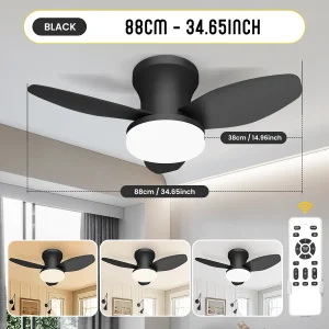 Three Leaf Ceiling Fan with Light & Remote Control