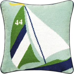 C&F Home Sailboat Needlepoint Pillow 16" x 16" Blue