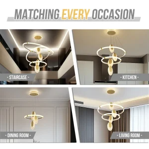 LUVODI 3-Layers LED Ceiling Lighting Fixture Art Decor Acrylic Water-drop Chandelier Pendant Lamp with 3 Color Lights