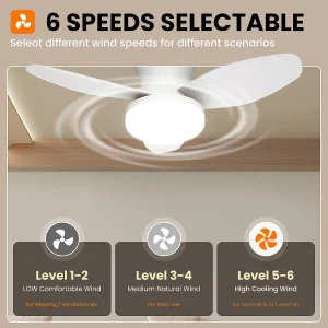 Mexllex Three Leaf Ceiling Fan with Light & Remote Control